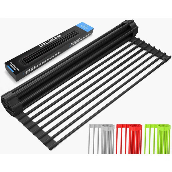 Zulay Kitchen Large Roll Up Dish Drying Rack - Heavy Duty Silicone Wrapped Steel Rods Over Sink Dish Drying Rack